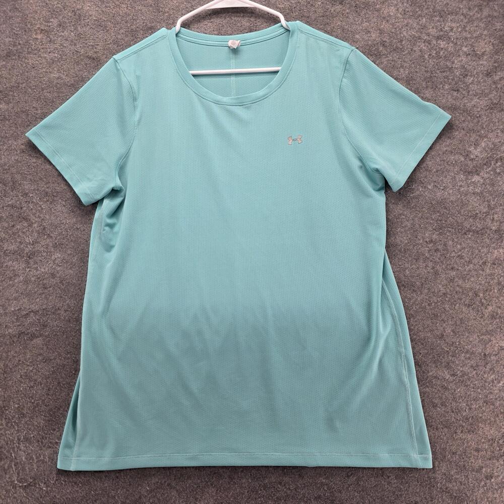 Under Armour T-Shirt Womens XL Green HeatGear Breathable Moisture Wicking